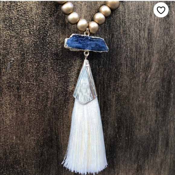 Blue and Gold Tassel Necklace - Picture 3 of 3